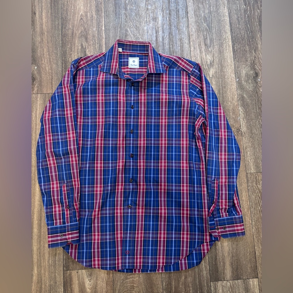 David Donahue Long Sleeve Button-Up Dress Shirt-L-0163